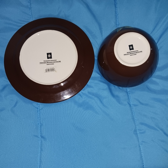 Cayon Star Serving Platter and Bowl 🥣Color Brown and Turquoise  Good Condition - Picture 5 of 5